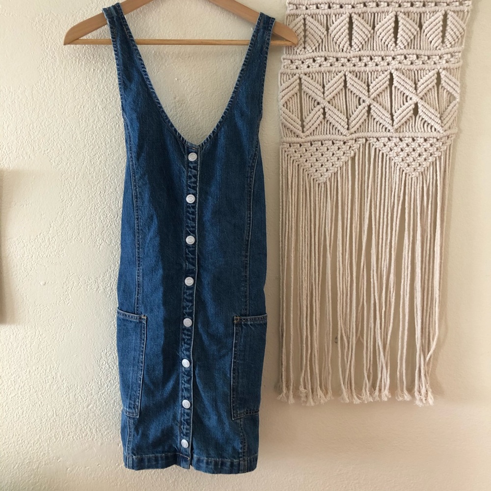 Free people denim overall dress!